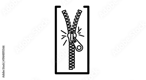 Monochrome vector icon depicting a zipper mechanism sealing shut, symbolizing secrecy or secure