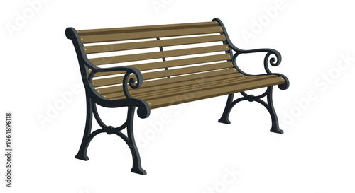 Brown Wooden Park Bench.
