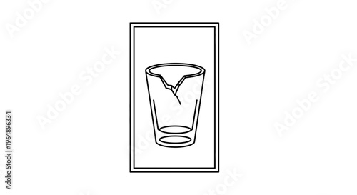 Fragile broken glass outline illustration highlighting damage and careful handling requirements