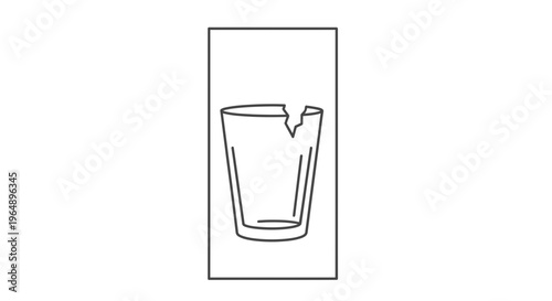 A minimalist line drawing portraying a broken glass, symbolizing fragility and the need for