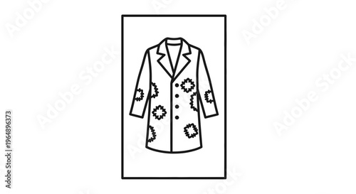 Minimalist graphic of a laboratory coat indicating specific laundry care requirements or damage