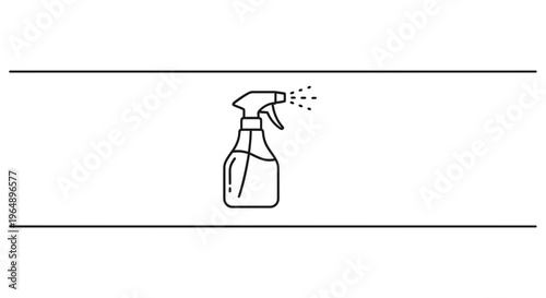minimalist line art icon of a versatile spray bottle emitting fine mist for cleaning, hygiene, and