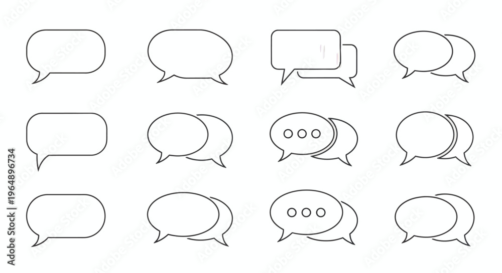 Fototapeta premium Collection of various blank speech bubbles and conversation icons, perfect for representing communication