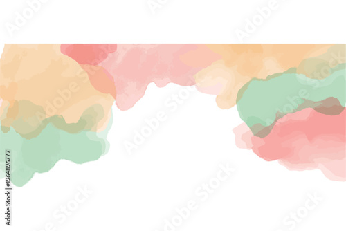 水彩のぬくもりシリーズ 幼稚園・保育園向け 水彩の雲 ヘッダー上部装飾 パステルカラー