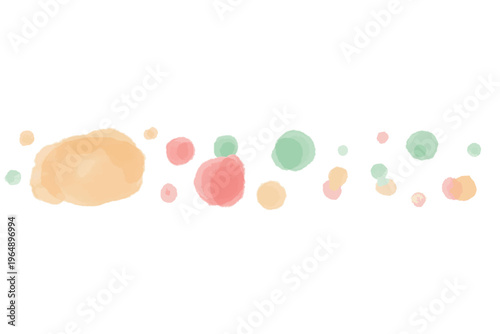 水彩のぬくもりシリーズ 幼稚園・保育園向け 丸い滲みとドットのヘッダー装飾 パステルカラー