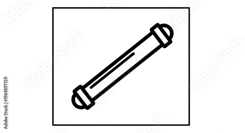 Simple Line Icon of a Fluorescent Light Tube, Isolated on White Background