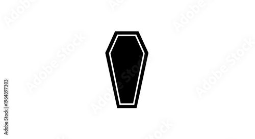 Black Coffin Icon on White Background, Death Symbol, Funeral Concept