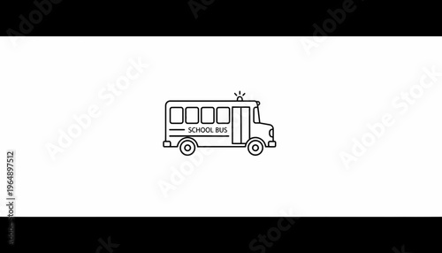 Simple Line Art Icon of a Yellow School Bus with Flashing Lights