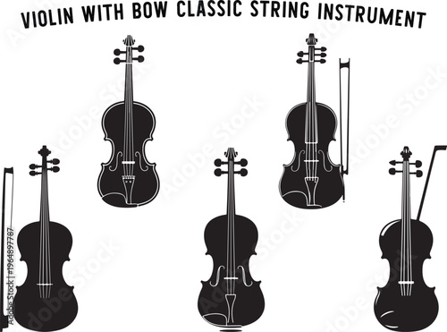 Violin icon silhouette collection classical music instrument design