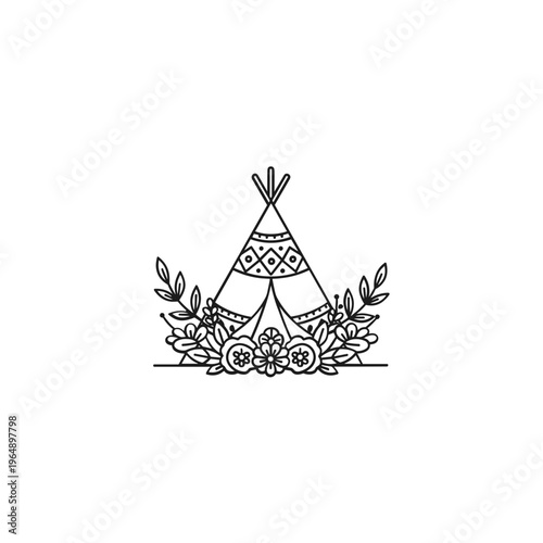 Traditional Teepee with Floral Decoration.