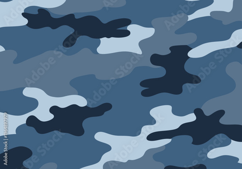 Blue Camouflage Pattern Background, Seamless Navy and Light Blue Camo Texture for Tactical Apparel, Fashion, and Digital Wallpaper Illustration