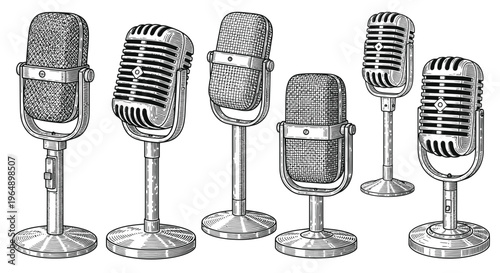 Vintage Microphones Collection - Retro Audio Recording Equipment
