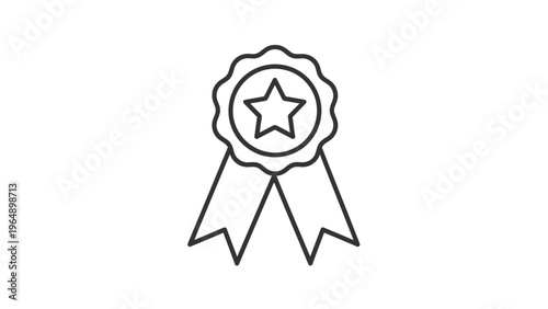 Simple Line Art Ribbon Badge Icon.