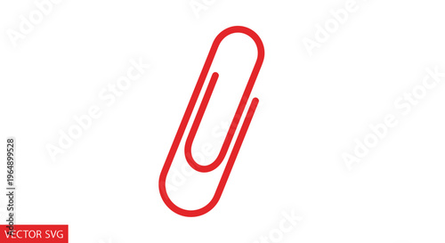 Red Paperclip Icon Isolated on White Background