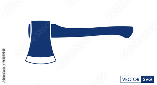 Simple Dark Blue Axe Icon on White Background, Vector Graphic