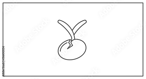 Seedling Sprouting from Seed: New Life, Growth, Beginning, Nature, Plant Life Cycle, Simple Line Art