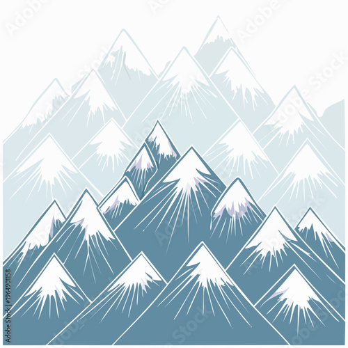 Mountain peaks in geometric vector style winter landscape islamic background