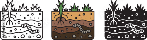 unique soil outline silhouette and colorful icon