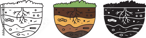 modern soil outline silhouette and colorful icon