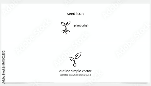 Seedling Icon: Plant Origin, Simple Outline Vector, Isolated on White Background