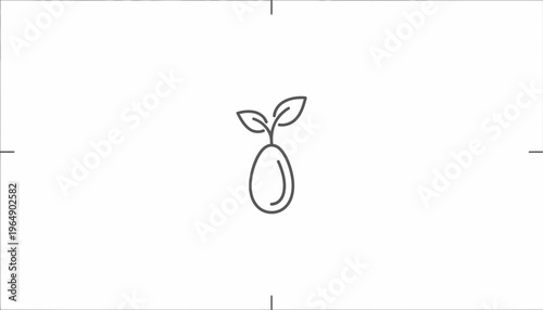 Seedling Sprouting from Seed Icon, Growth and New Life Concept, Minimalist Line Art
