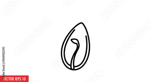 Seedling Sprouting from Seed Icon, Growth and New Life Concept