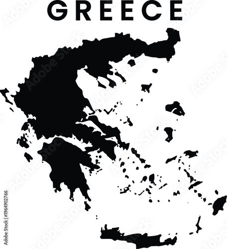 minimalist black and white greece country map outline vector illustration