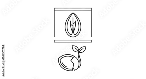 Seed Germination Icon: Sprouting Seedling Emerging from Seed in a Pot