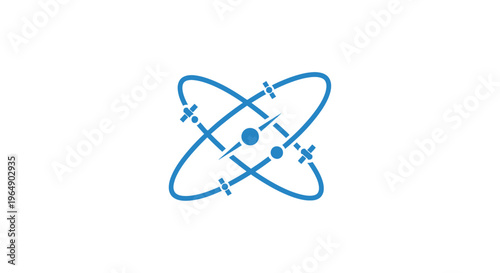 Blue Atom Symbol Science Icon.