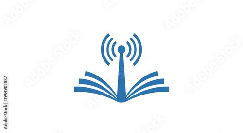 Blue book with wifi signal icon.