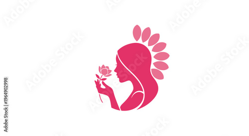 Woman Smelling a Flower Silhouette.