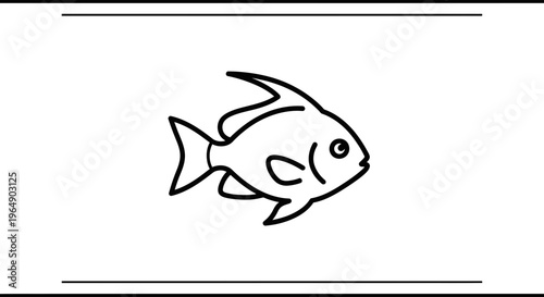 Minimalist aquatic creature line art illustration simple fish icon isolated on white background
