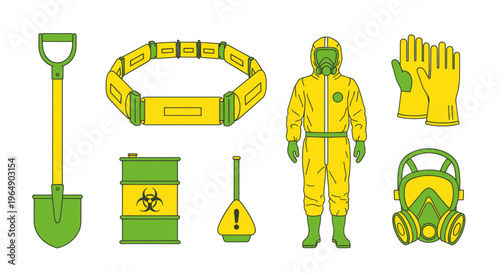 Hazardous Material Safety Equipment and Biohazard Warning Symbols