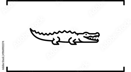 Minimalist alligator line art vector icon illustration isolated on clean white background for design
