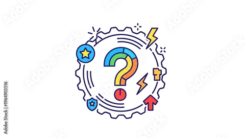 Multicolored Question Mark Symbol Illustration.