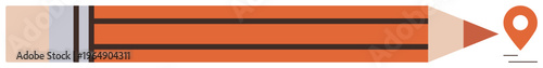 Education, travel mapping, location services, creativity, navigation tools, design concepts. An orange pencil transitions into a location pin. Location services and creativity