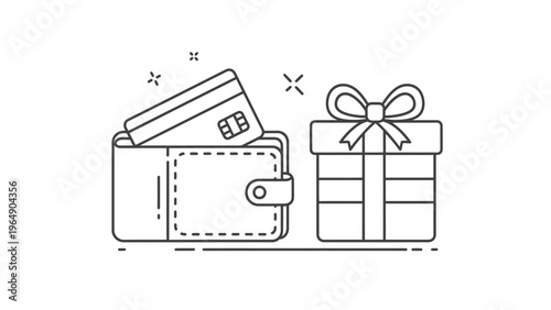 Wallet with Credit Card and Gift Box.