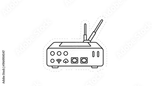 Wireless Router Device with Antennae Illustration.