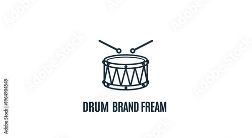 Minimalist drum and drumsticks icon, simple outline graphic art