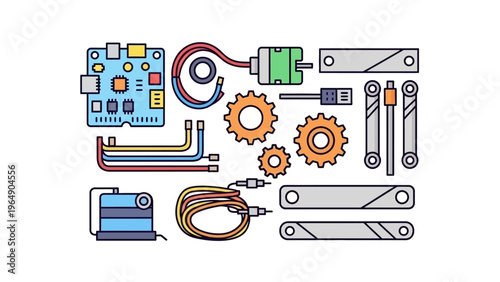 Robotics Engineering Components and Circuit Boards.