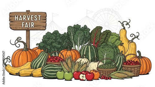Harvest Fair Fruits and Vegetables Display.