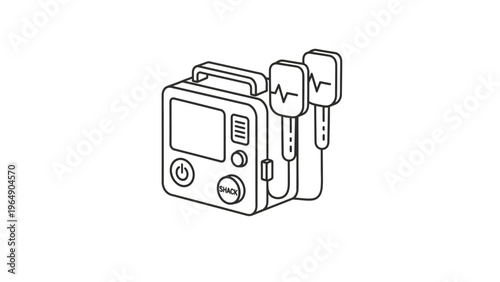 Portable Defibrillator Medical Device Illustration.