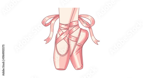 Elegant Pink Ballet Pointe Shoes with Ribbons Tied Gracefully
