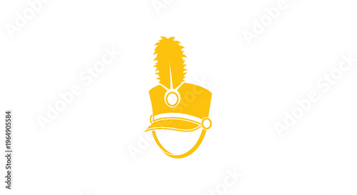 Golden Military Band Hat with Feather Plume - Symbol of Parade and Performance