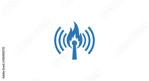 Blue flame with sound waves symbol.
