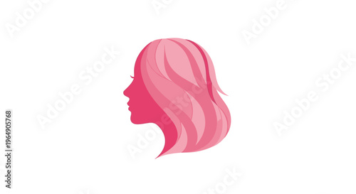 Pink woman head with long hair.