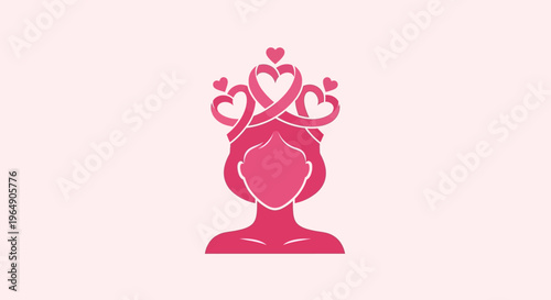 Pink woman head with crown hearts.