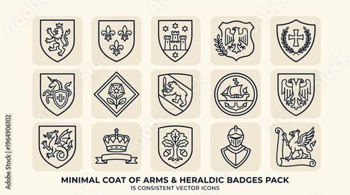 Minimal Coat of Arms and Heraldic Badges Pack.