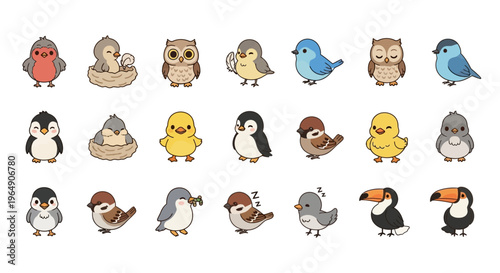 Adorable Collection of Cute Cartoon Bird Characters