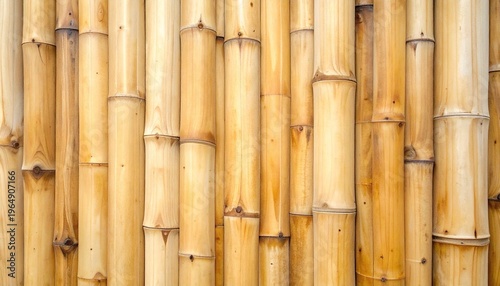 An eye-level shot of multiple bamboo stalks, creating a textured wall effect, showcasing their natural beauty